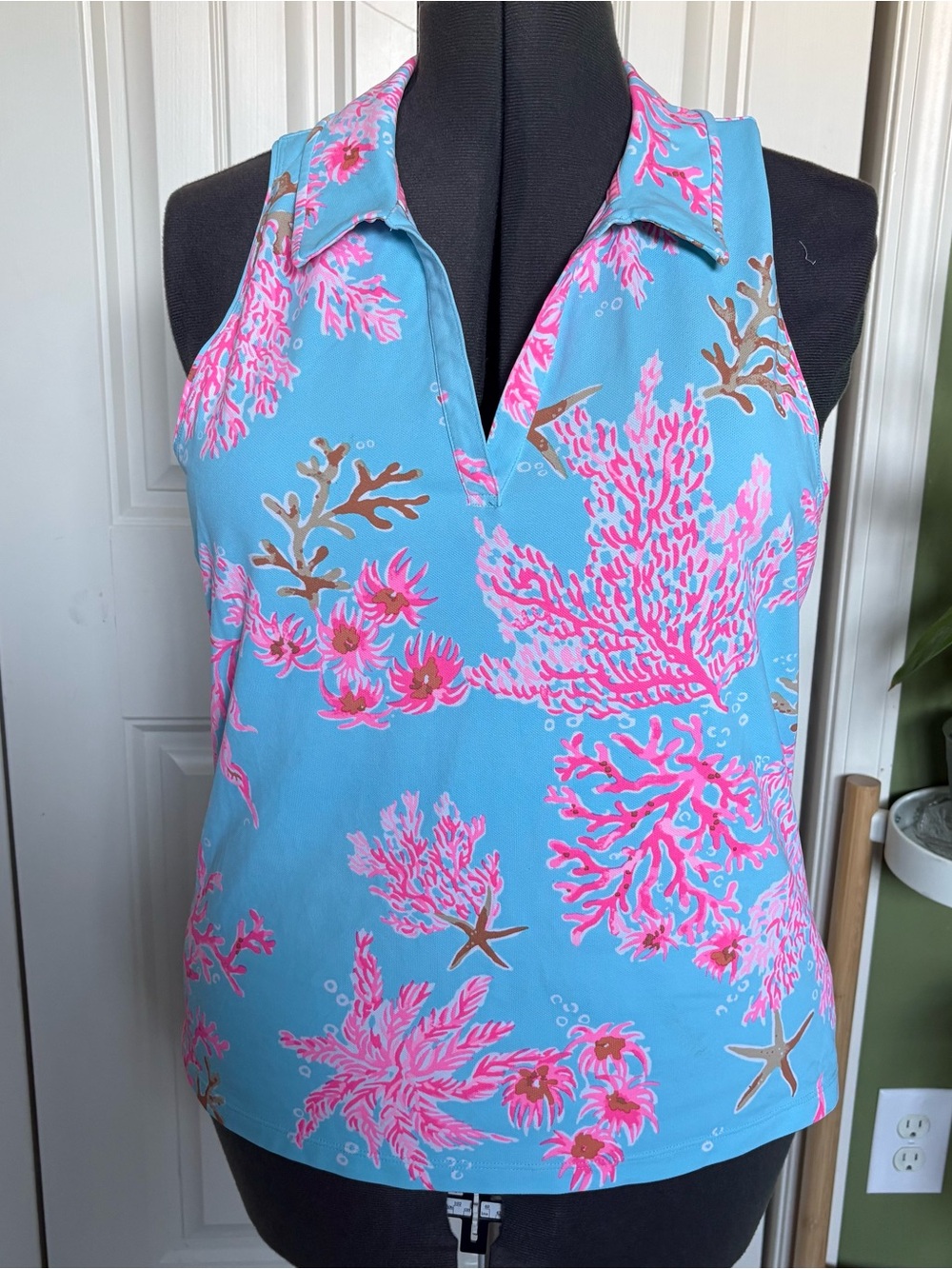 Lilly Pulitzer UPF 50+ Luxletic Alister Polo in Multi Royal Coral